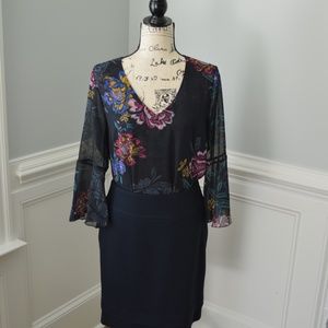 CAbi Olivia Floral Blouse, M, EUC 3/4 sleeve 3506